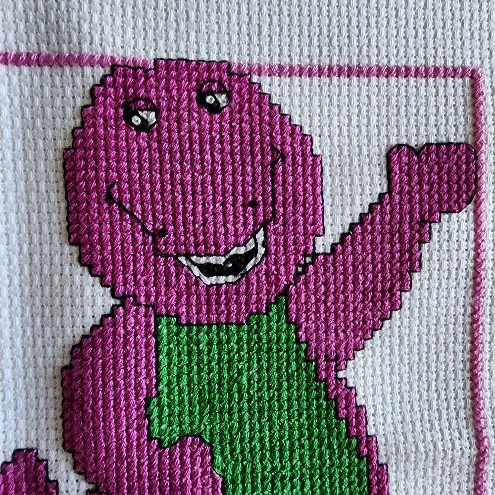 Barney The Purple Dinosaur Art Cross Stitch Finished Piece Patch Picture Art - Picture 2 of 9